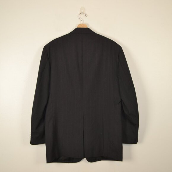 Peter Kent Pinstriped Mens Blazer Sport Jacket 3 Pockets Black Made In Italy - Picture 4 of 8